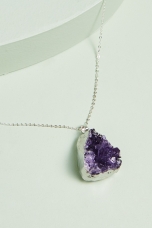 Silver Chain Amethyst Necklace close-up - Earthbound Trading Co.