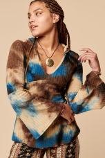Lapis Tie Dye Bell Sleeve Shirt front view