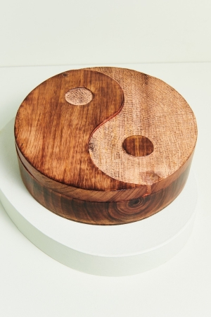 Yin Yang Cutout Wood Box - Earthbound Trading Co.