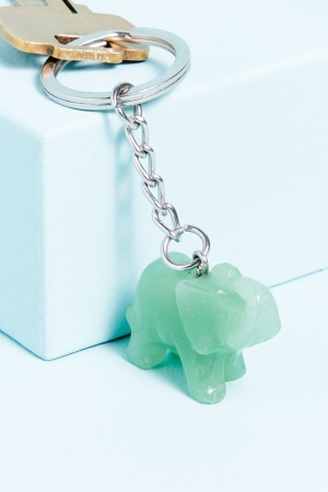 Green Aventurine Elephant Key Chain - Earthbound Trading Co.