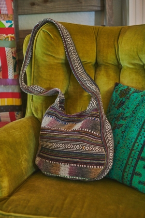 Jacquard Slouchy Purse on chair - Earthbound Trading Co. 