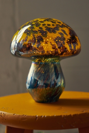 Glass Mushroom Light on table  - Earthbound Trading Co.