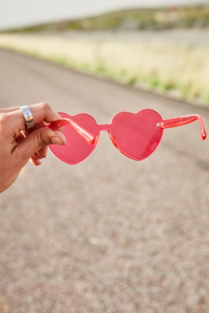 Rimless Red Heart Sunglasses - Earthbound Trading Co.