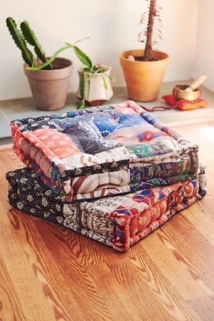 Square Kantha Meditation Cushion - Earthbound Trading Co.