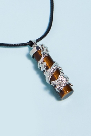 Tiger’s Eye Dragon Necklace close-up - Earthbound Trading Co. 