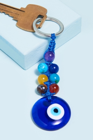 Multi Stone Evil Eye Keychain - Earthbound Trading Co. 