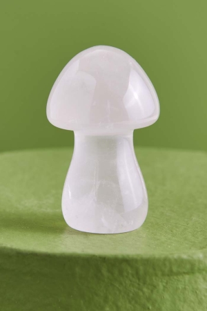 Rose Quartz Mushroom Figurine laid out 