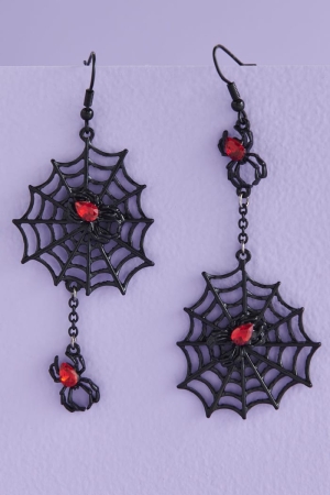 Spider Web Stone Dangle Earrings 