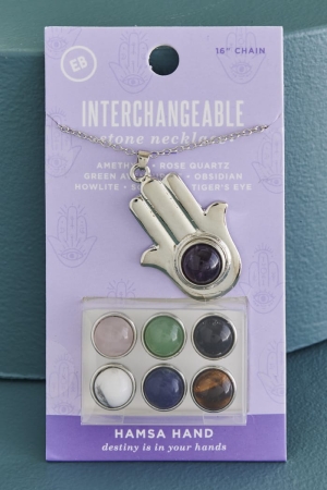 Interchangeable Hamsa Hand Necklace Set on card