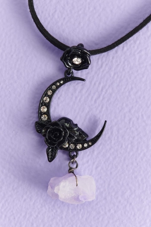 Amethyst Moon Rose Necklace closeup