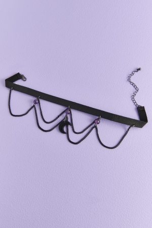 Moon Drape Choker Necklace laid out