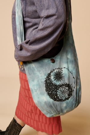 Boho Yin Yang Tie Dye Crossbody Bag on model 
