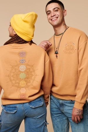 Rainbow Chakra Sweatshirt (EB Exclusive) front and back view on models