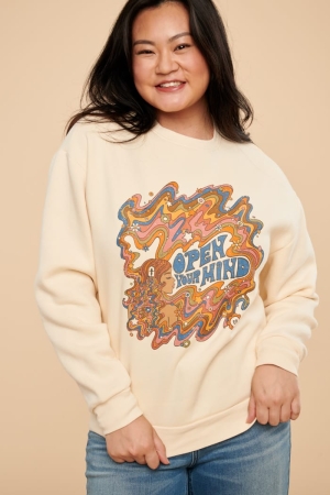 Open Your Mind Sweatshirt (EB Exclusive) on girl model front view