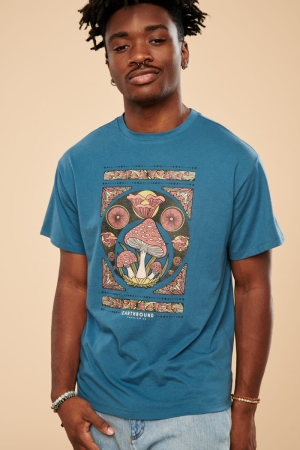 Blue Retro Mushroom T-Shirt (EB Exclusive) front view