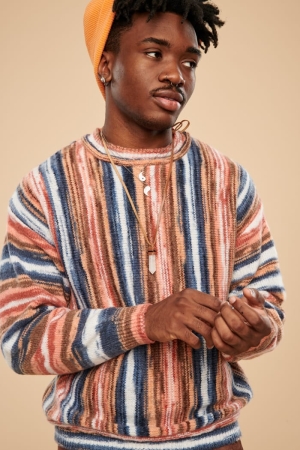 Vintage Tangerine Striped Sweater front view