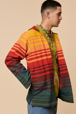 Canyon Striped Upcycled Hooded Jacket side view