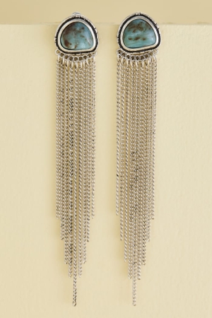 Howlite Fringe Chain Earrings
