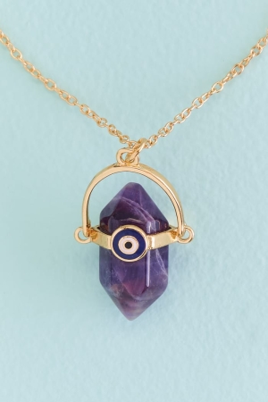 Evil Eye Amethyst Point Halo Necklace