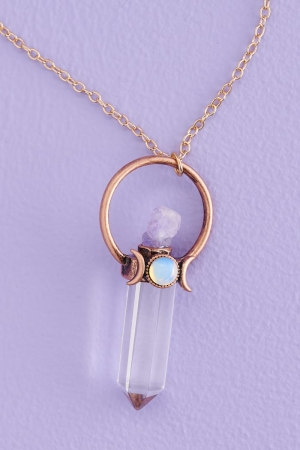 Triple Goddess Multi Stone Halo Necklace