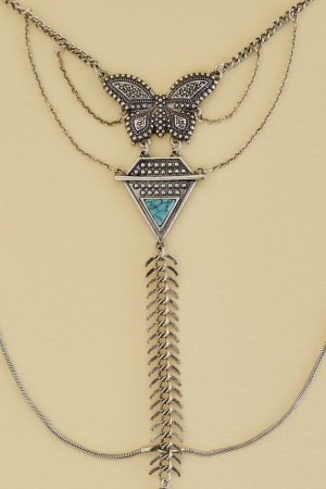 Howlite Boho Butterfly Chain Necklace