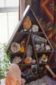 Crystal Shaped Wood Shelf with Crystals - Earthbound Trading Co.