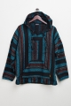 Multi Teal Baja Pullover front view on hanger - Earthbound Trading Co. 