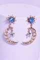 Blue Hanging Moon Earrings - Earthbound Trading Co. 