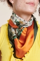 Orange Cut Floral Bandana Scarf on model - Earthbound Trading Co. 