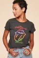 Neon Rolling Stones Cropped T-Shirt
