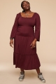 Burgundy Smocked Tiered Dress