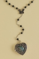 Green Heart Locket Lariat Necklace close up