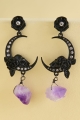 Floral Skull Moon Earrings