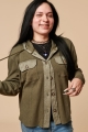 Olive Two-Tone Hooded Button Shirt