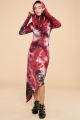 Berry Tie Dye Convertible Hood Dress with hood up 