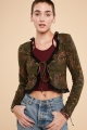 Green Paisley Lace Tie Front Cardigan  front view
