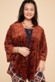 Orange Velvet Burnout Duster  front view