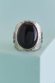Agate Hammered Metal Ring