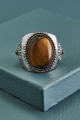Tiger’s Eye Sun and Moon Ring  front view