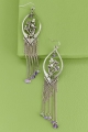 Amethyst Silver Mushroom Fringe Earrings