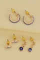 Blue Rhinestone Evil Eye Earring Set laid out