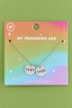 They/Them Pronouns Necklace on card