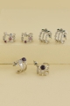 Multi Stone Triple Banded Earring Set