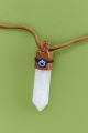 Evil Eye Quartz Point Leather Necklace